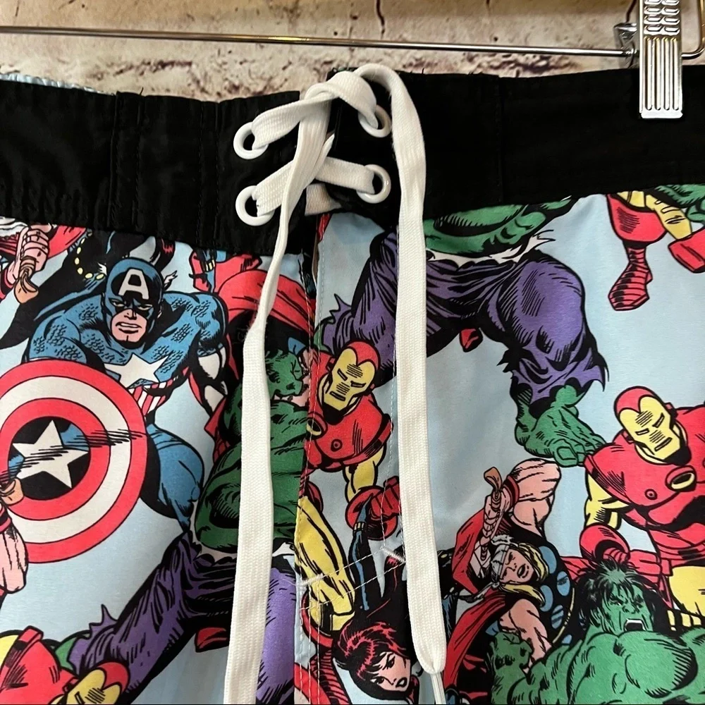 Marvel Iron Man Captain America Hulk Comic Swim Trunks